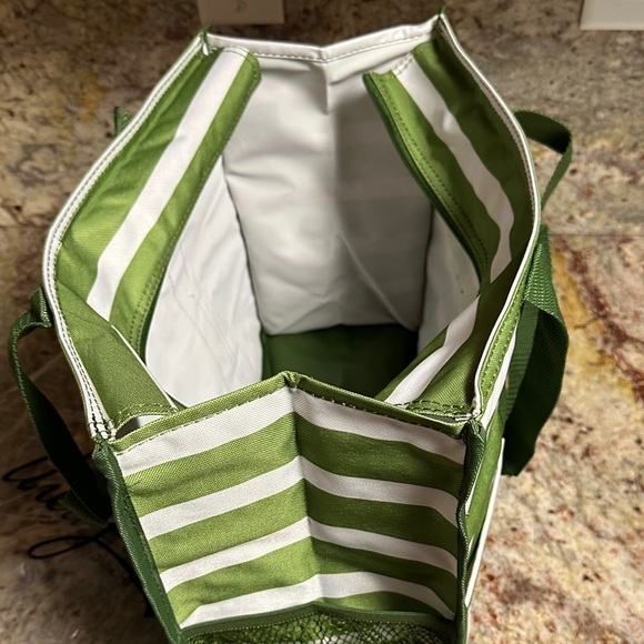 Thirty-One Striped Green and White Tote - Picture 3 of 3